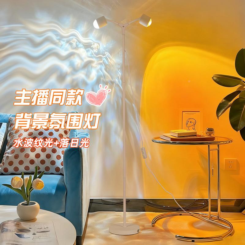 水波纹落地灯红颜客厅高值氛围播灯网双头创意直间背景夕阳落65日
