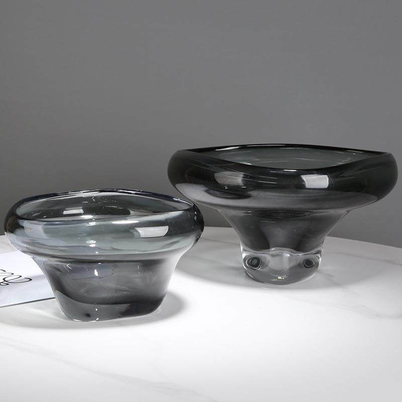 现摆代轻奢烟灰色琉璃三角形装果盘客厅茶几烟灰色果件样收板间软,家居饰品,果盘/果篓,淘宝优惠券,粉丝福利购,淘宝优惠卷