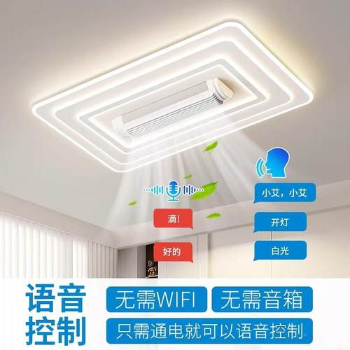 204065新款客厅静力音无叶一风扇灯大风智能吊扇2灯护眼卧室体吸