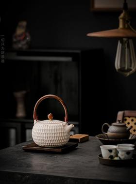 复DTLZ-023古煮白色陶茶壶套陶瓷侧把壶家用茶泡器养生壶电陶炉全