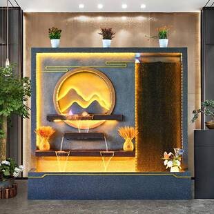 水墙水幕墙山喷泉循环水流RCP景台落地招财别墅庭院阳酒店流水摆