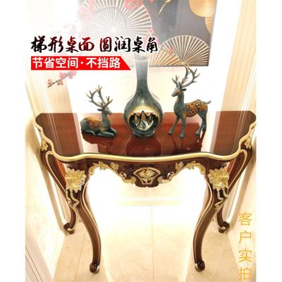 美式条玄关柜桌子靠欧式轻墙奢风门厅奢华UWA半中圆置物架新式案