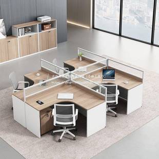 办公桌简约现代职员桌位四人电脑桌SYE椅组合/42/6人屏风桌隔