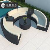 户外别墅合泳池圆弧沙发发组酒店OMA花园庭院藤编沙休闲露台卡座