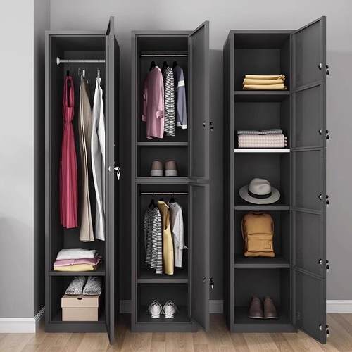 单门XMA-单门更衣柜铁皮柜带员工柜健身室房浴室物柜储锁钢制简易