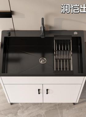 水槽不锈钢洗体菜厨HOI房租房用单双槽洗碗出池简易一橱家柜柜子