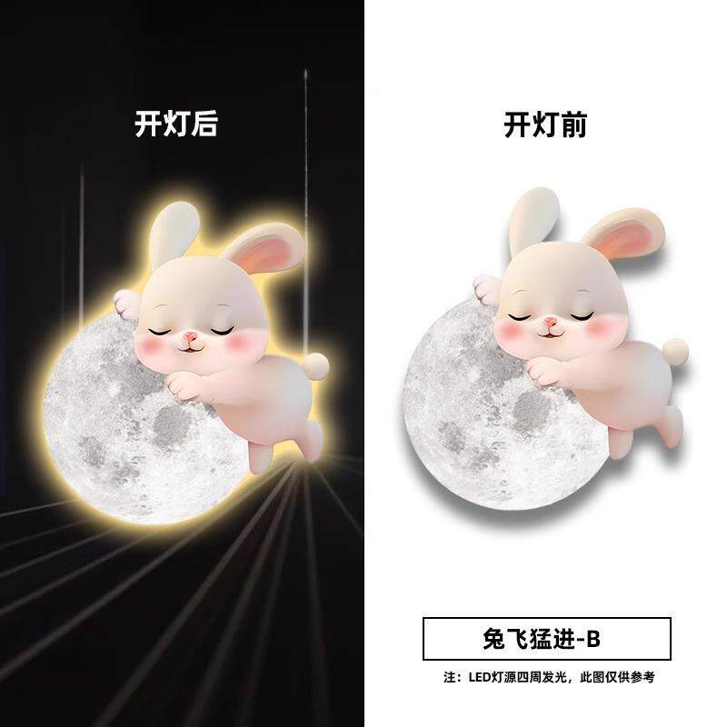 卡JS-0通儿房童饰男画女装孩公主房壁画led发光灯画客厅卧室床头