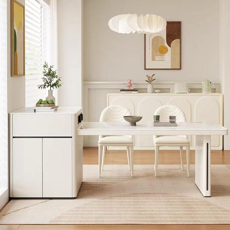 fLx-151E代奶油岩板岛台餐桌小户可伸简约家现用中岛缩型吃饭泡茶