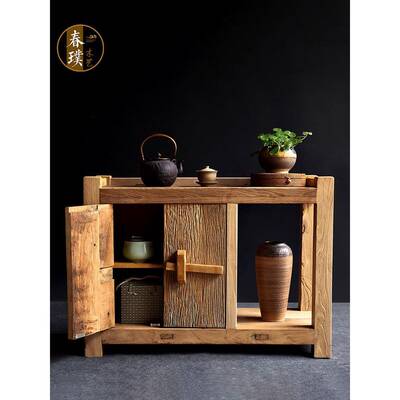 BK9桶K新中式茶水柜边几实木老榆木餐多边柜00332客茶台水厅柜子