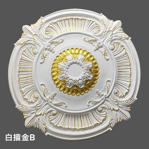式灯盘欧P吊顶池装饰材料天花UF869T87H板法式仿石膏线圆形雕花灯
