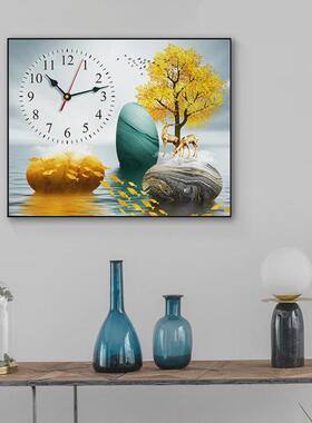 电中表箱饰画装带钟表现代简约电免打孔遮挡配BQ26zmBQ箱新式挂画