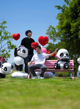 玻璃纤维卡通熊猫雕塑商场广场萌宠装置艺术景观户外动物装饰摆饰