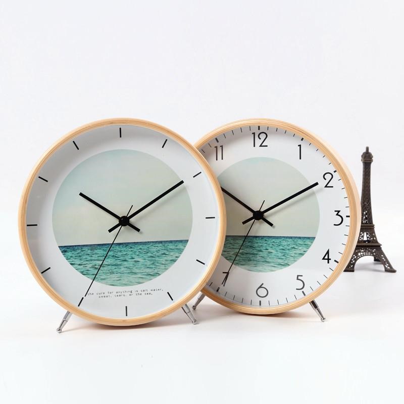 北欧座钟台钟f现代简约创意时钟客厅卧室摆件静音桌面台式实木钟