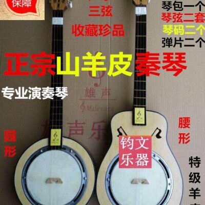 雄声正品厂家直销广东戏剧羊皮秦秦三弦老人弹拨乐器送秦琴包