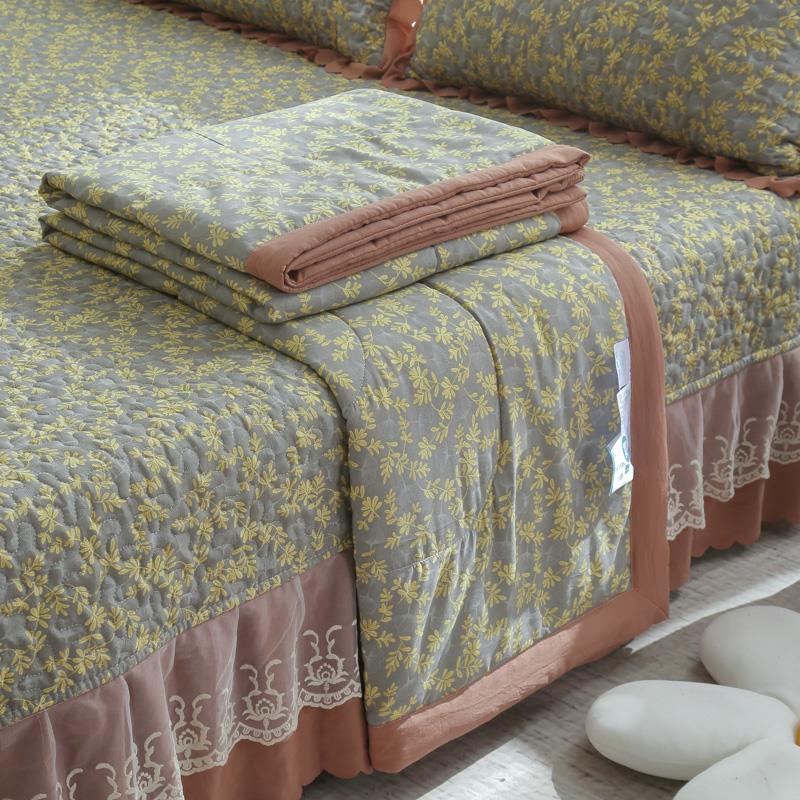 a类夏被床盖四件套水洗双层纱棉麻夏被空调被夏季夏凉被床盖件套