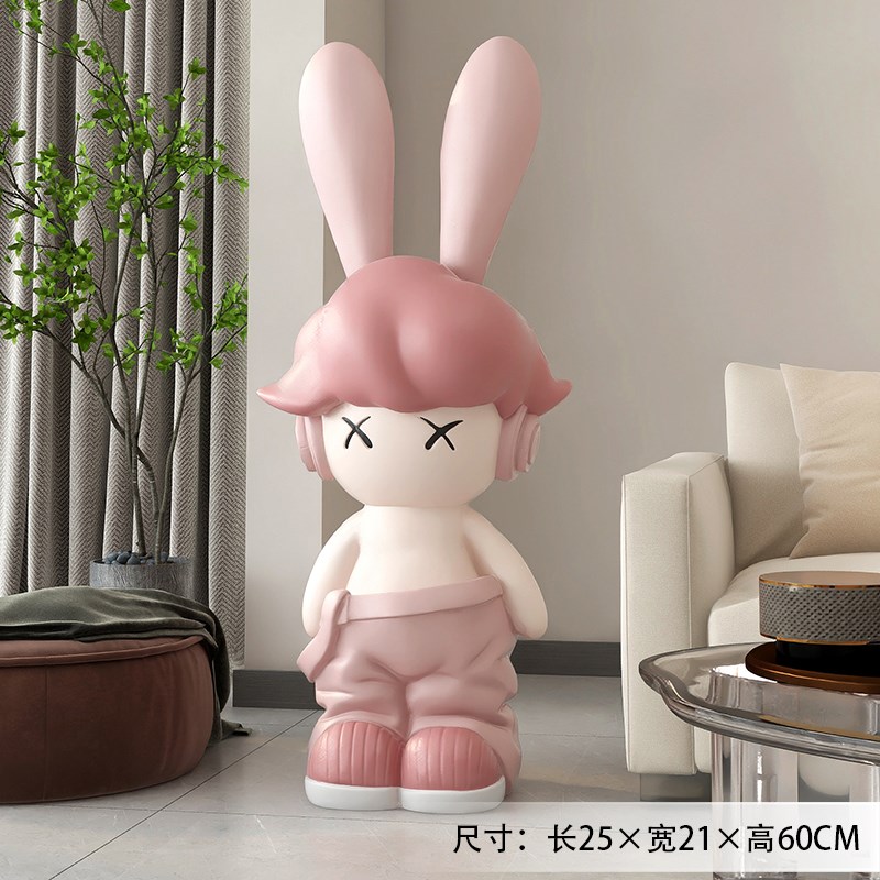 大型落地摆件兔子网红礼物大x气轻奢旁沙发镀搬家玄关电乔迁客厅