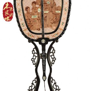 紫光檀复古典老式插屏台屏摆件屏风木宫扇实木工艺扇摆件工艺品