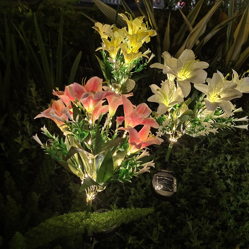 太阳能百合花灯i花园庭院灯阳台别墅公园景观装饰灯草坪插地灯户