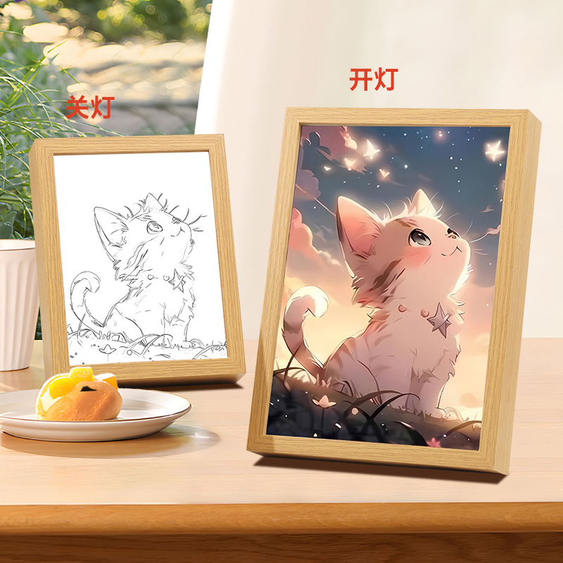 灯光画定制发光相框卧室摆台小夜灯照片情M侣学生创意新年生日礼