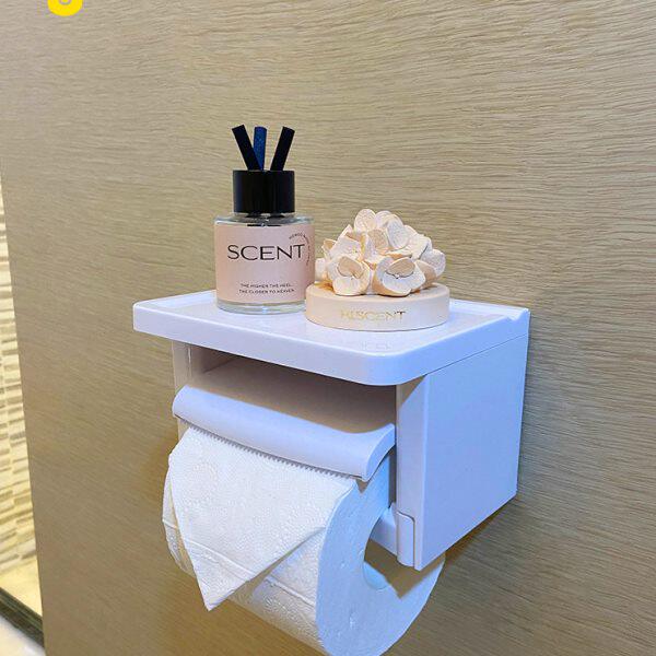 免打孔纸巾架纸巾盒日式塑料卫生间厕所卷纸器置物架收纳盒抽纸架
