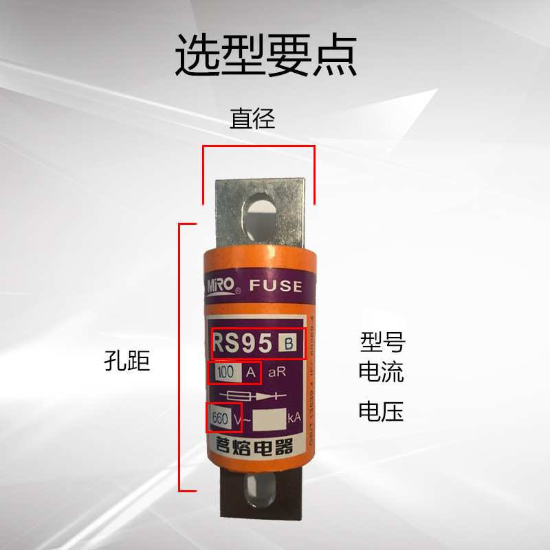 MRO茗熔圆管螺栓快速熔断器RS95B50A/100A/150A/200A/250A 高分断