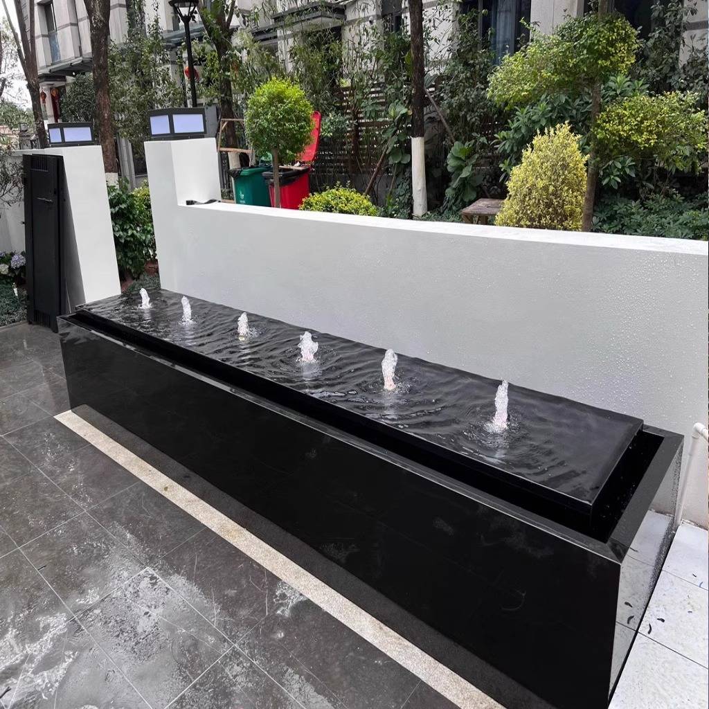 304不锈钢鱼池酒店大堂造景流水摆件现代简约长方形喷泉镜面水池