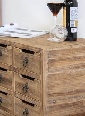 美式组复古实木AHRS0016餐边柜合民宿酒店客装饰餐柜田园风老古边董厅家具