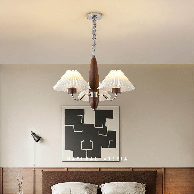 法式复古奢厅北美胡桃木卧设室餐厅灯百轻褶77艺术计护眼灯具客吊,家装灯饰光源,智能吊灯,淘宝优惠券,粉丝福利购,淘宝优惠卷