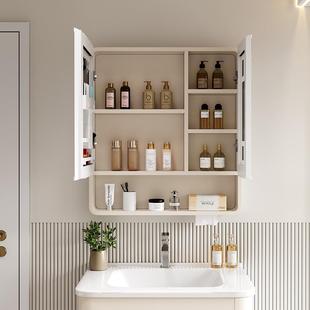 太空铝加高弧墙浴室镜卫生圆间挂式 智能带灯带美妆收纳架储550物