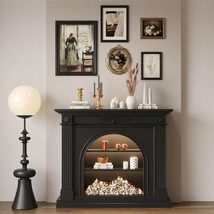 法式实壁炉装饰柜欧木式玄客关壁炉柜无品牌/美电式厅仿真火壁炉