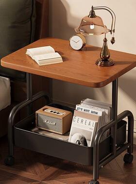 可移动小推车复古头柜置物架客厅茶发边几储几沙物架简床OCZ易餐