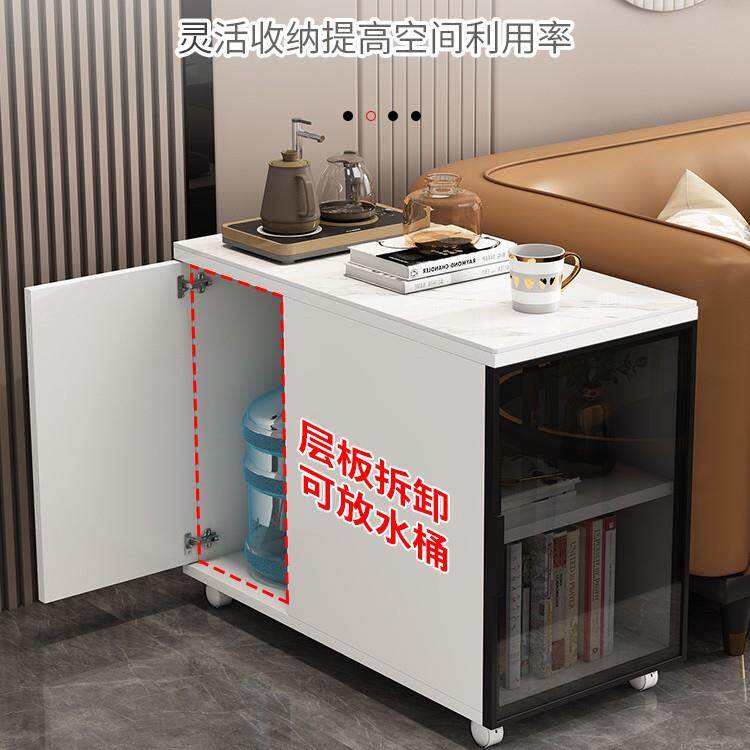 奢储岩板沙发边代柜客厅简轻约无品牌/现移动玻璃边几茶几小桌子