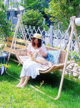 紫QHA叶檀花外秋千户庭荡秋院千千室外双人吊床小院网红花园秋垒