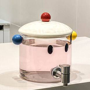 随沐玻璃桶冷水壶耐高温凉水壶家用大容量饮料桶带龙头可放冰箱