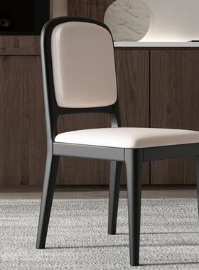 木餐椅子家用现代简约实椅RJS子皮质软包轻奢凳洽靠背会议谈酒店