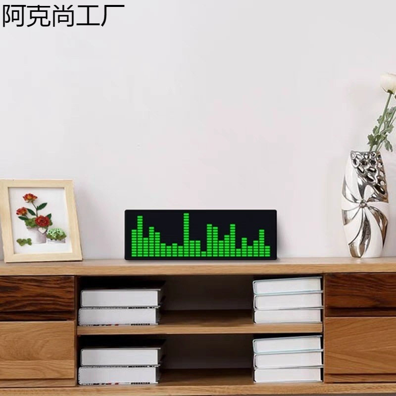 彩色LED音乐频谱电子时钟声控节奏灯1624RGB拾音气氛电平指示器