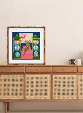 法式中国风画青MNF花瓷豹挂画厅美式复小众艺术客厅古装饰餐玄关