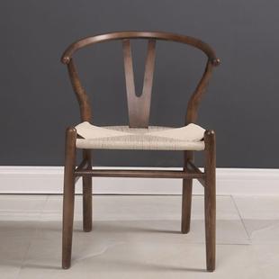 简网织543红椅子子 榉木实木餐椅餐椅编实约木椅家用新中式 Y椅