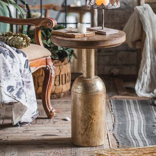 美式休闲铁艺小茶洽谈性小个A1567、A圆桌子小型子户茶几桌圆形沙