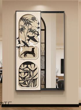 中全隐古风栋荷实力藏式身镜穿衣玄关装饰画推拉壁挂暗藏式隐镜形