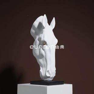 新中式客厅饰装地办公室玄关马首落大摆件创意家居售楼YN-BJ160脂