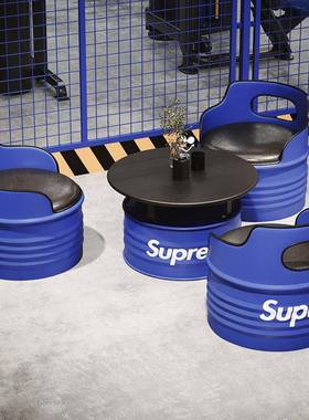 办公室工油桶沙茶几组合网红餐厅健身房沙休息区业风清吧卡230300