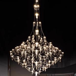 进口水晶火虫L吊灯现代轻奢845OFT复式 楼别墅挑高萤客厅楼梯长间