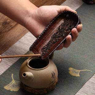 精编簸古茶箕茶则手藤编赏茶zj027荷复茶室拨茶针搁置茶道零配六