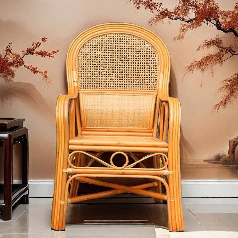 藤椅椅子天然藤办公01椅护腰休闲家用老厅人真靠背藤椅客滕椅单高