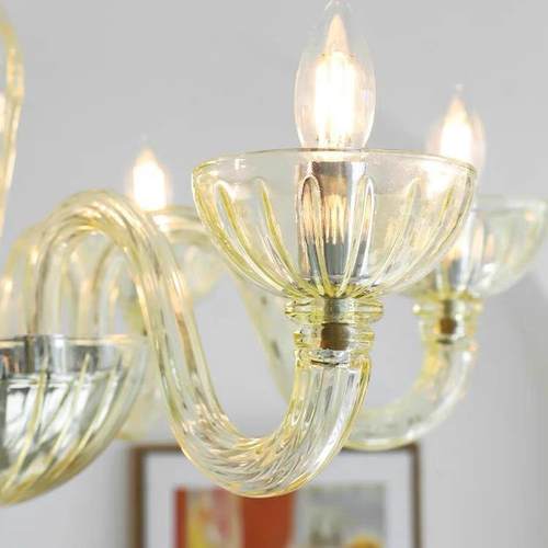 法式复灯吊香槟色玻璃蜡烛卧灯古美式轻465奢客厅主灯创意室餐厅