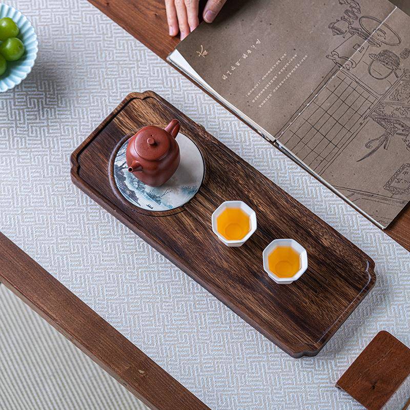胡桃木茶盘原整块家用小型排水木式HTU喷绘陶瓷壶实垫木干泡茶台