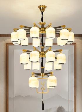 新气中大式复式楼665别墅客厅吊端灯全铜大楼中楼高跃层大厅灯具