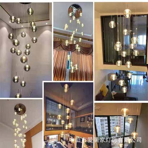 别墅楼梯灯挑吊灯复式高客厅灯现代简约餐AMJ-021厅loft旋转楼梯