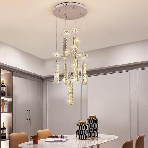 客厅吊灯轻店奢高档大气酒餐厅楼led房水晶灯梯简约现代654卧室书